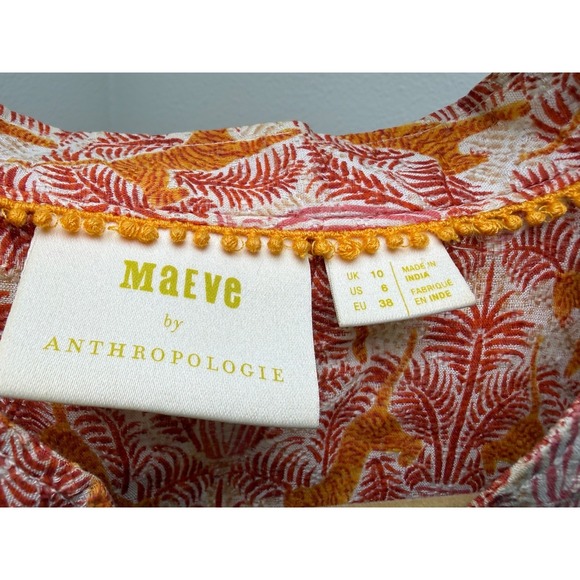Boho Maeve Anthropologie 3/4 Elastic Balloon Sleeve Size 6 Feminine Flirty - Picture 5 of 11